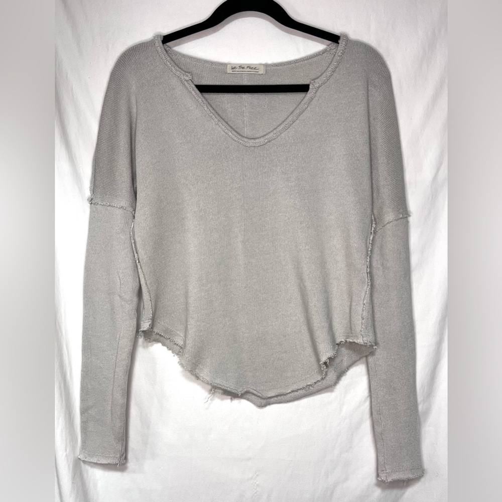 We The Free Free People Come And Get It Henley Waffle Knit Distressed Crop Top - Picture 2 of 9